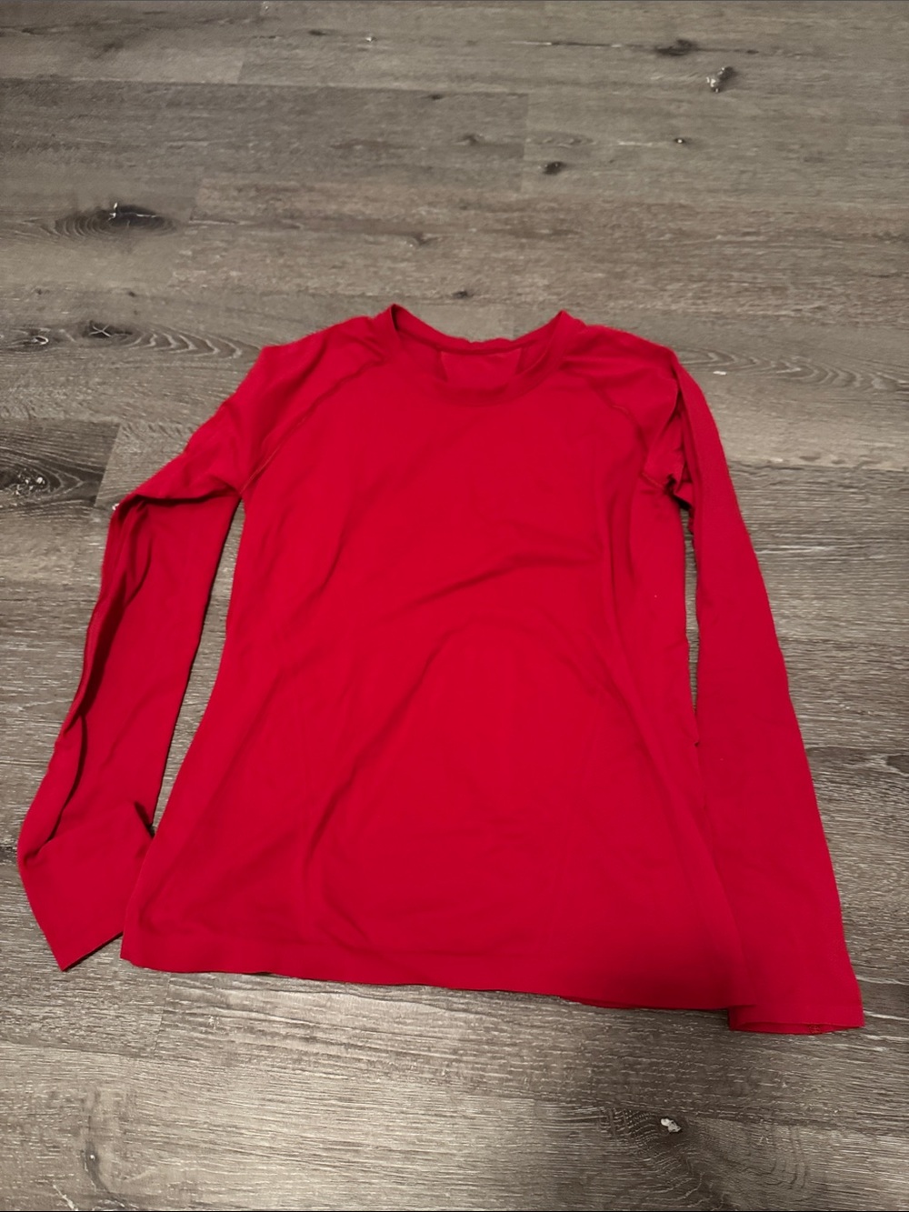 Athleta Red Momentum Long Sleeve Top with Reflective Logo